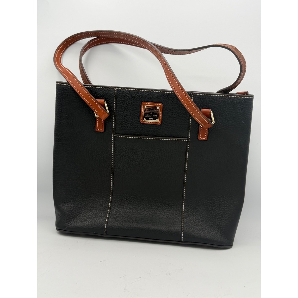 Dooney & Bourke Black Pebble Leather Lexington Tote Bag 10x13